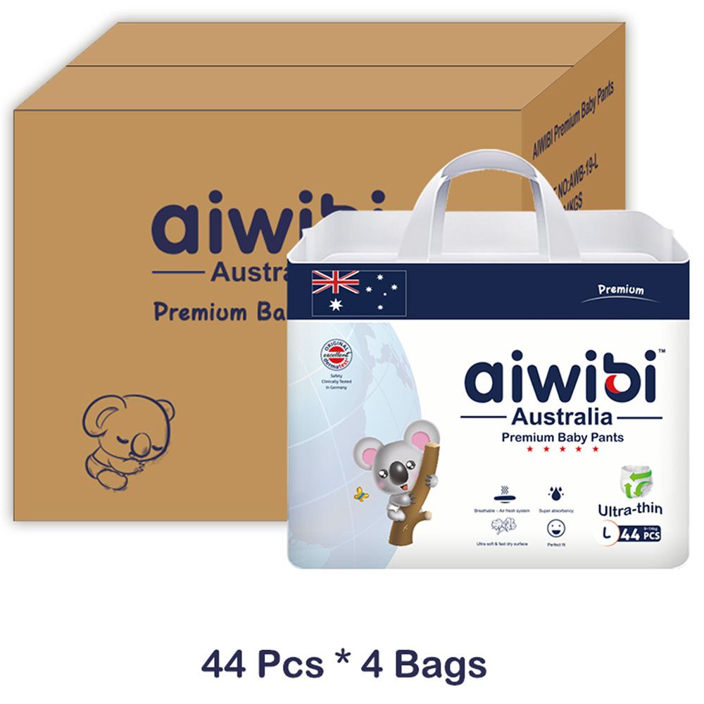 Aiwibi - Premium Baby Pants - Size 4 - L 9-14kg - Pack Of 4 - 176pcs