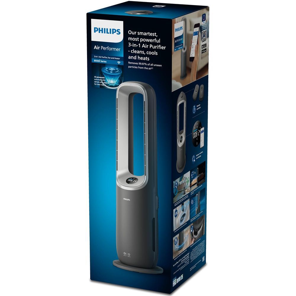 Philips - Air Performer 3-in-1 Air Purifier, Fan & Heater 8000 Series - Grey