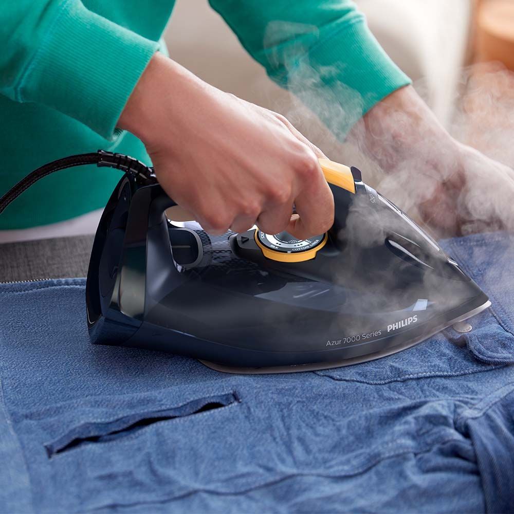 Philips - Steam Iron 7000 Series 3000W - Blue/Yellow