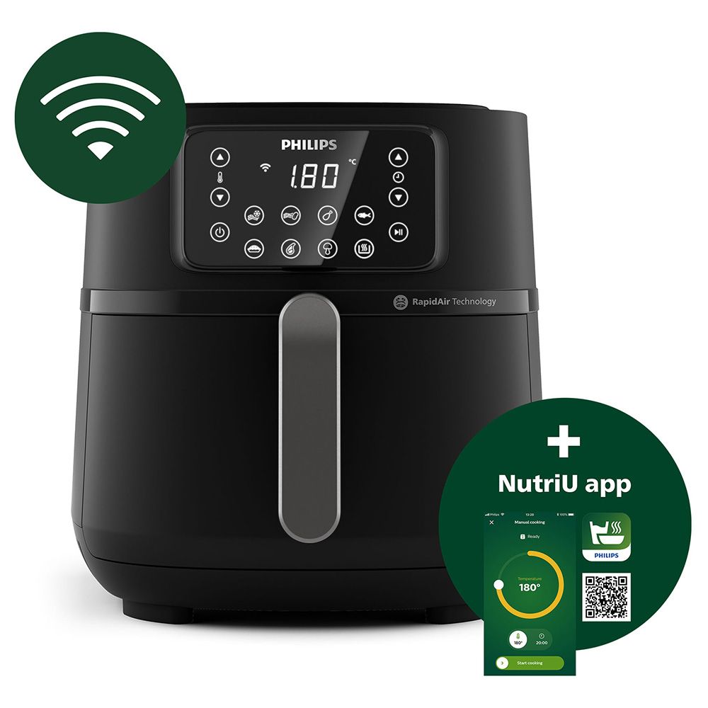 Philips - XXL Connected 6 Portions Airfryer 5000 Series 2000W - Black