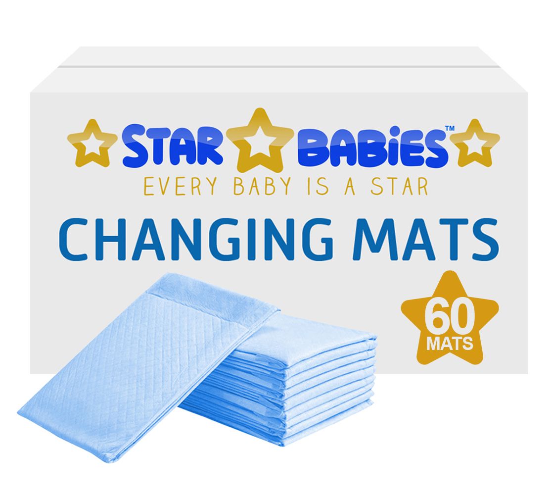 Star Babies - Disposable Changing mats (45x60cm) Large, Pack of 60 -Blue