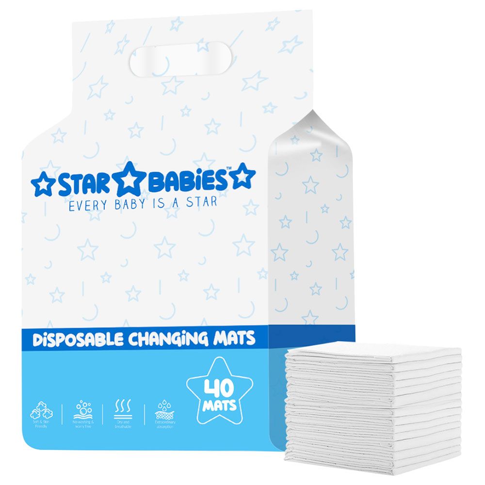 Star Babies - Disposable Changing mats (45x60cm) Large - 40 pcs - White