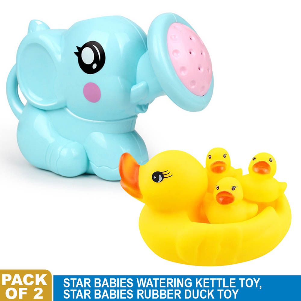 Star Babies - Kettle Toy w/ Rubber Duck - Pack Of 2 - Blue/Yellow