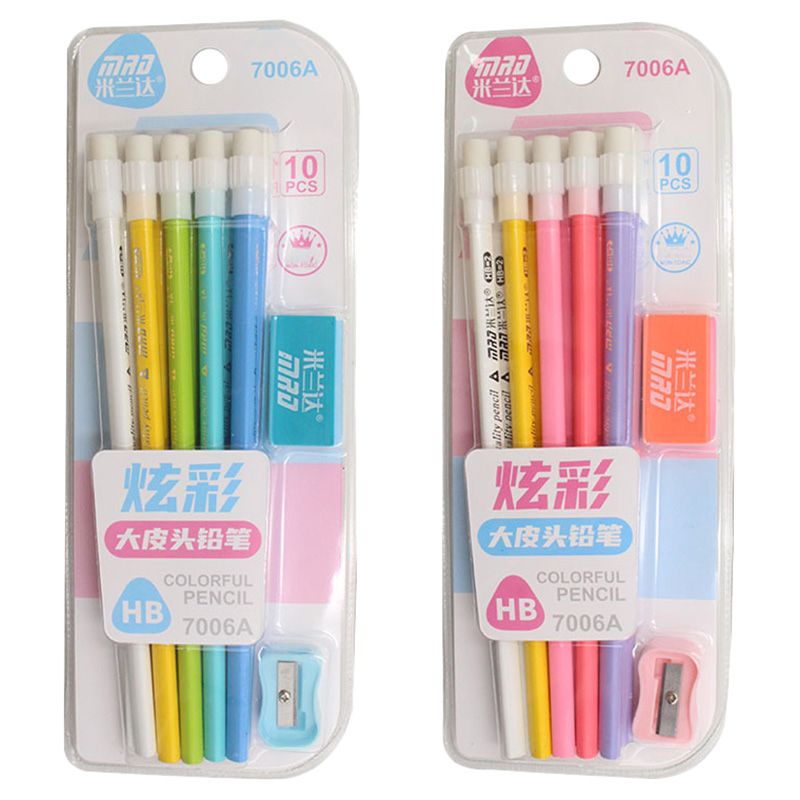 Star Babies - Kids Pencil w/ Sharpener & Eraser Set - 10pcs