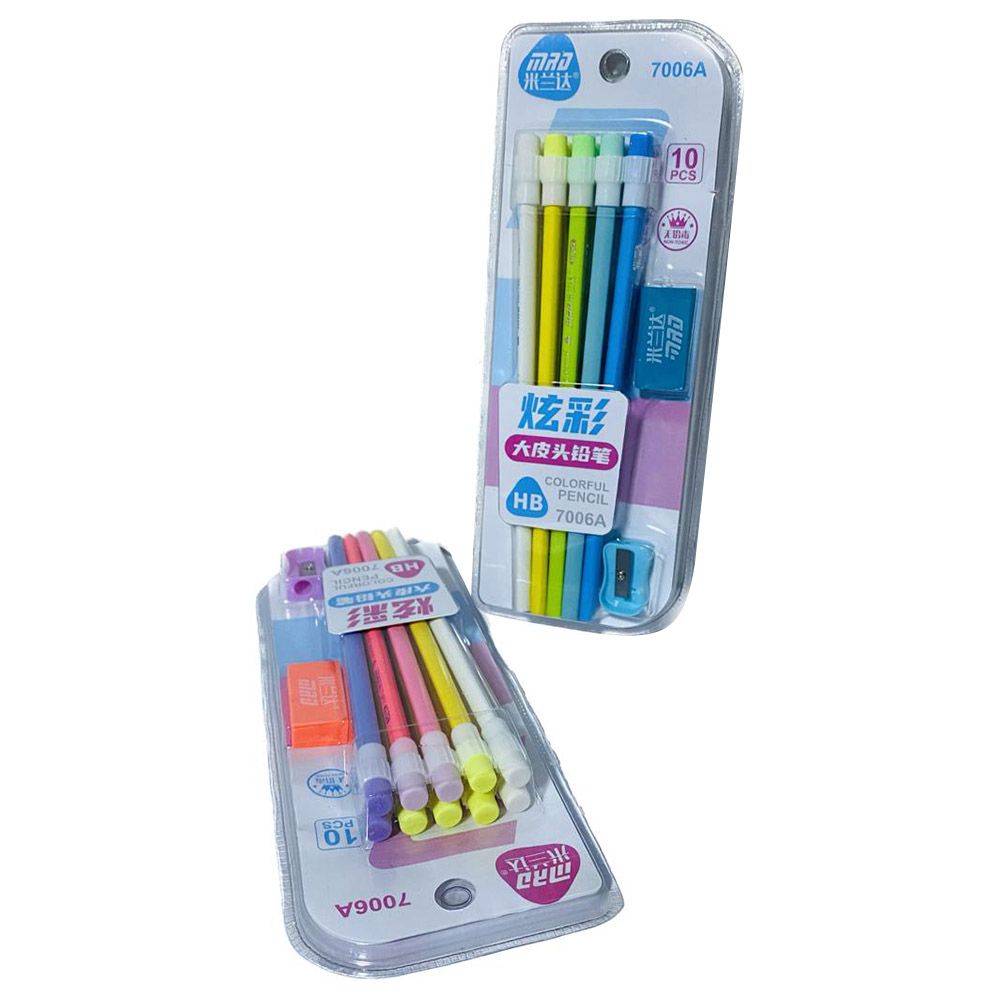 Star Babies - Kids Pencil w/ Sharpener & Eraser Set - 10pcs