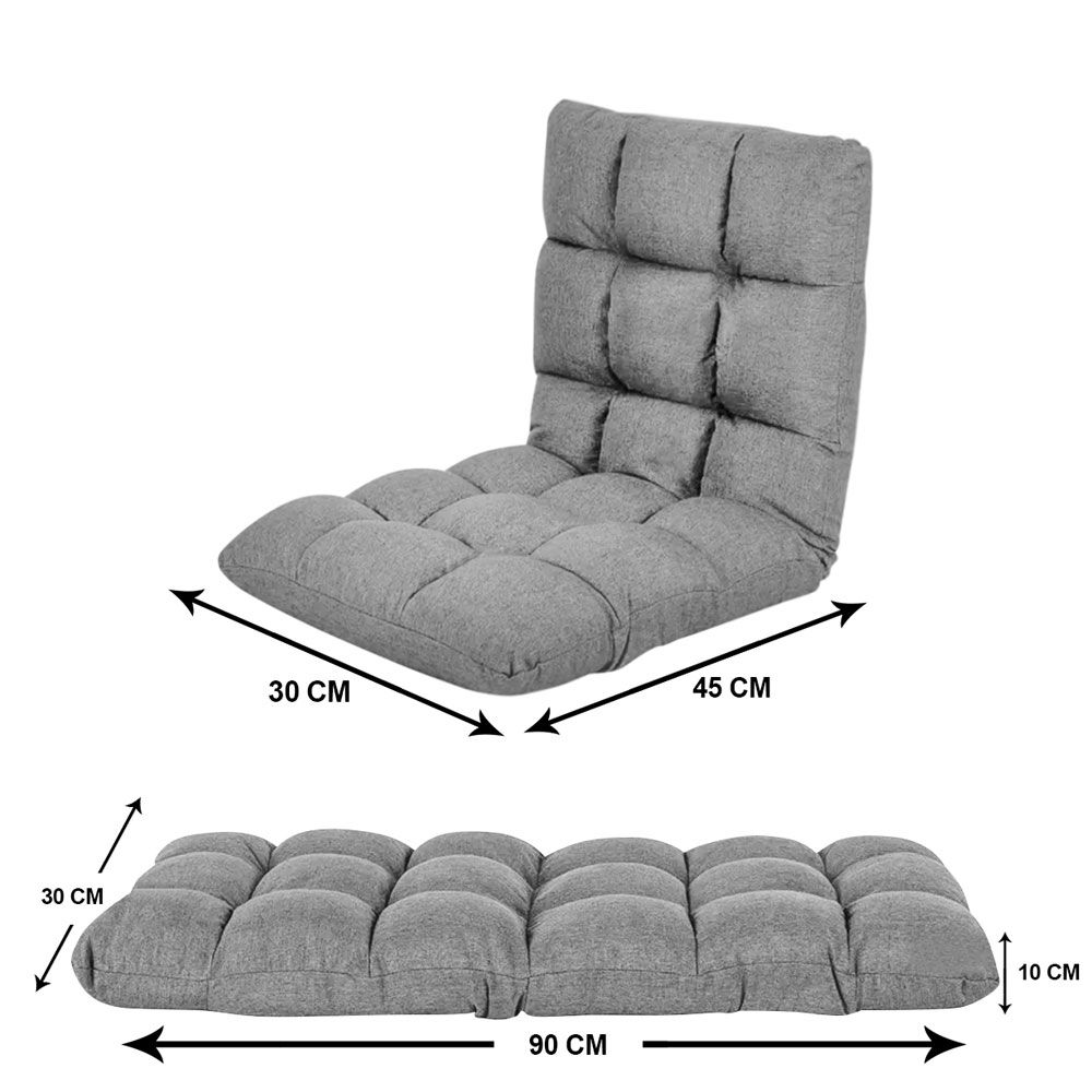 A To Z - Floor Chair Foldable Lounger Chair 1pc - Grey