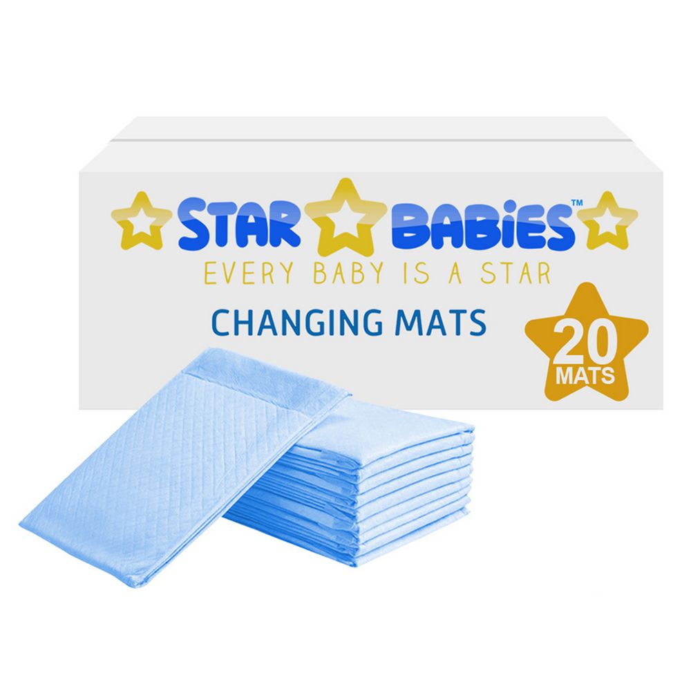 Star Babies Changing & Reusable Mats, Bibs, Diaper Bag Blue