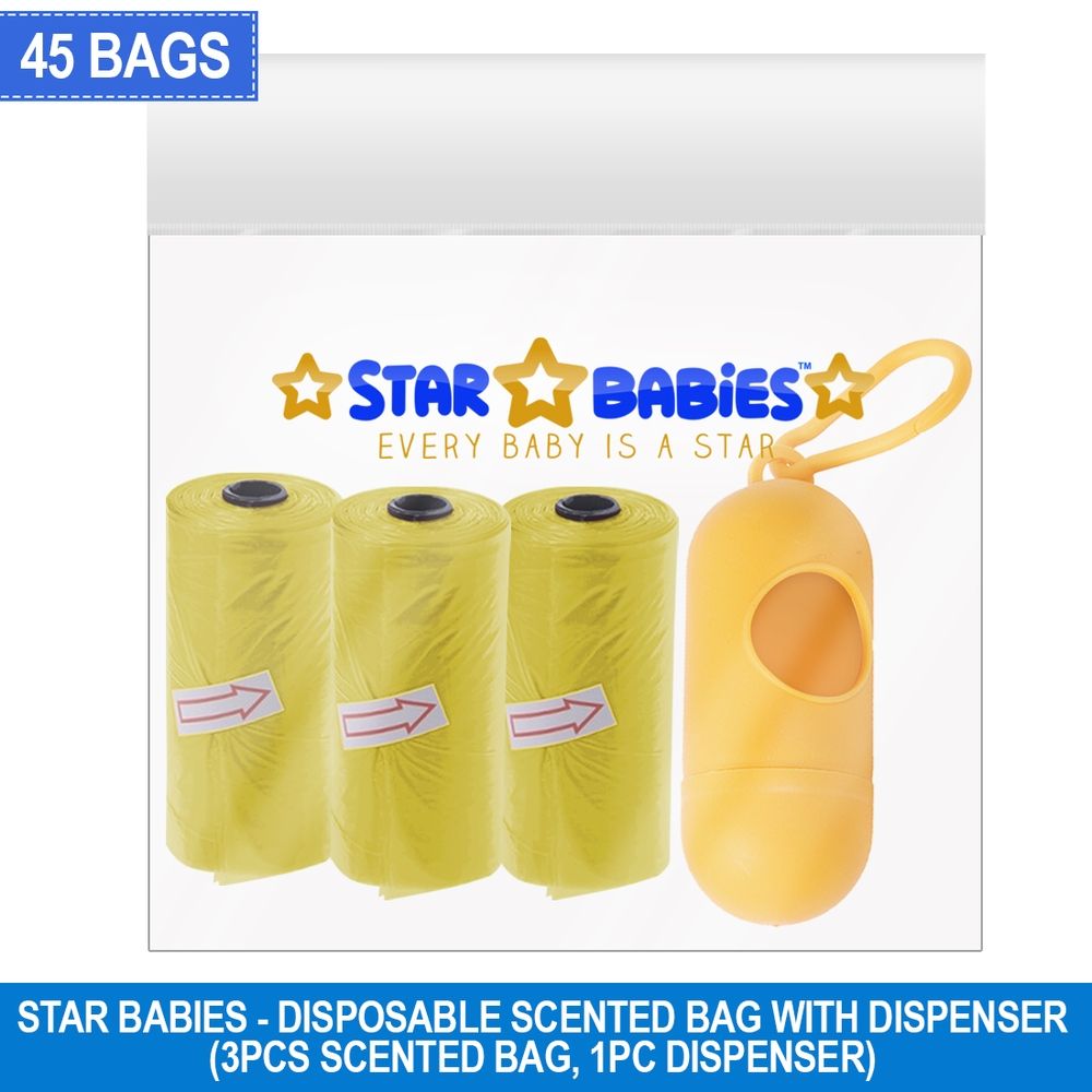 Star Babies - Scented Bag With Dispenser Pack of 3/45 Bags - Yellow