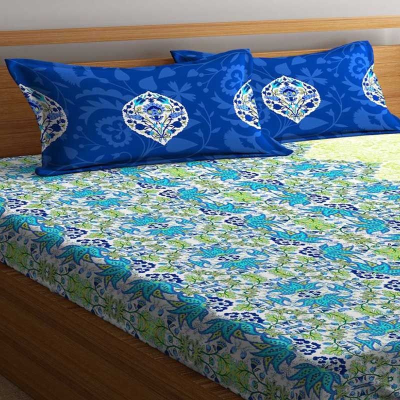 Portico - Queen Bedsheet Pillow Cover - Blue/Yellow