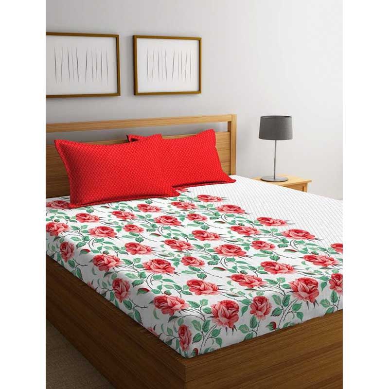 Portico - Queen Bedsheet Pillow Cover - Red/White