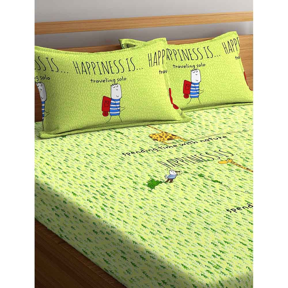 Portico - Stellar Double Bedsheet Pillow Cover - Green