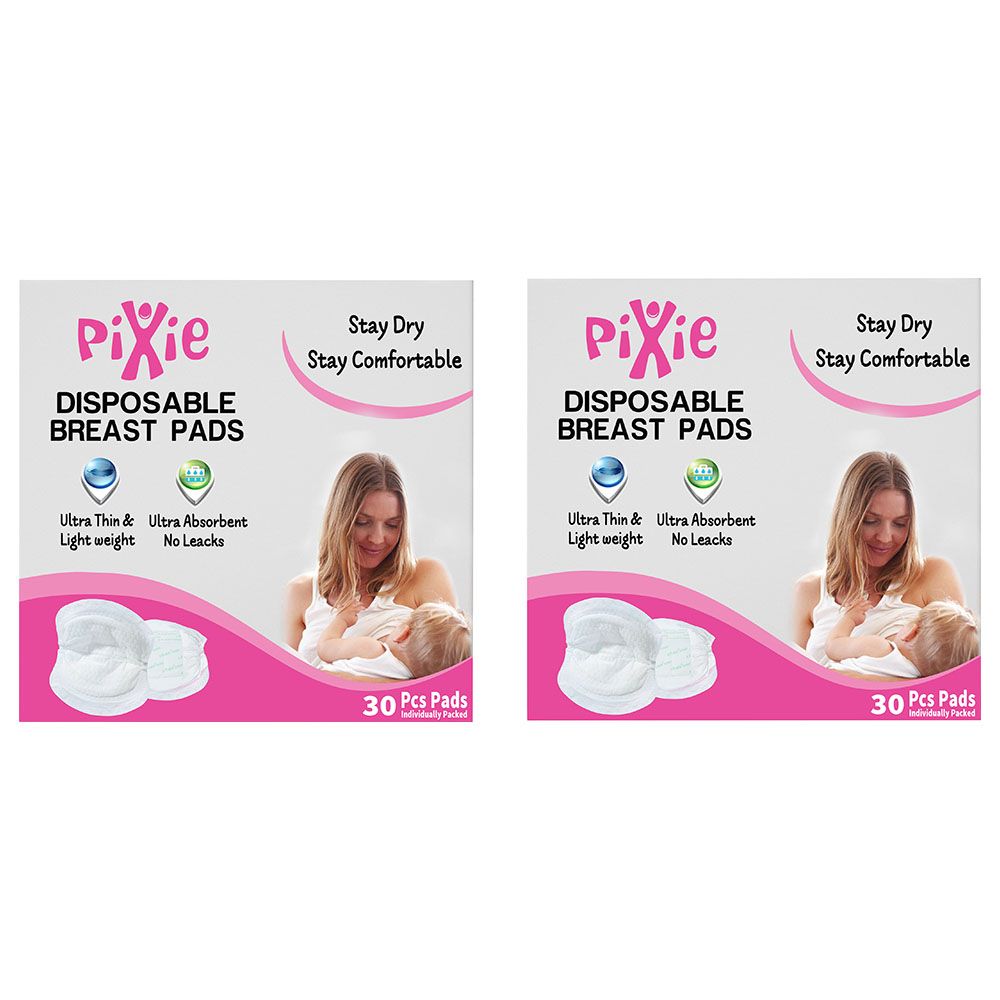 Pixie - Disposable Breast Pads 30pc - Pack of 2