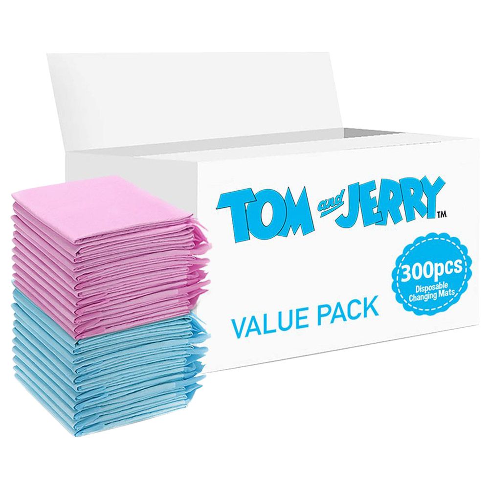 Tom & Jerry - Disposable Changing Mats - 300pcs - Pink/Blue