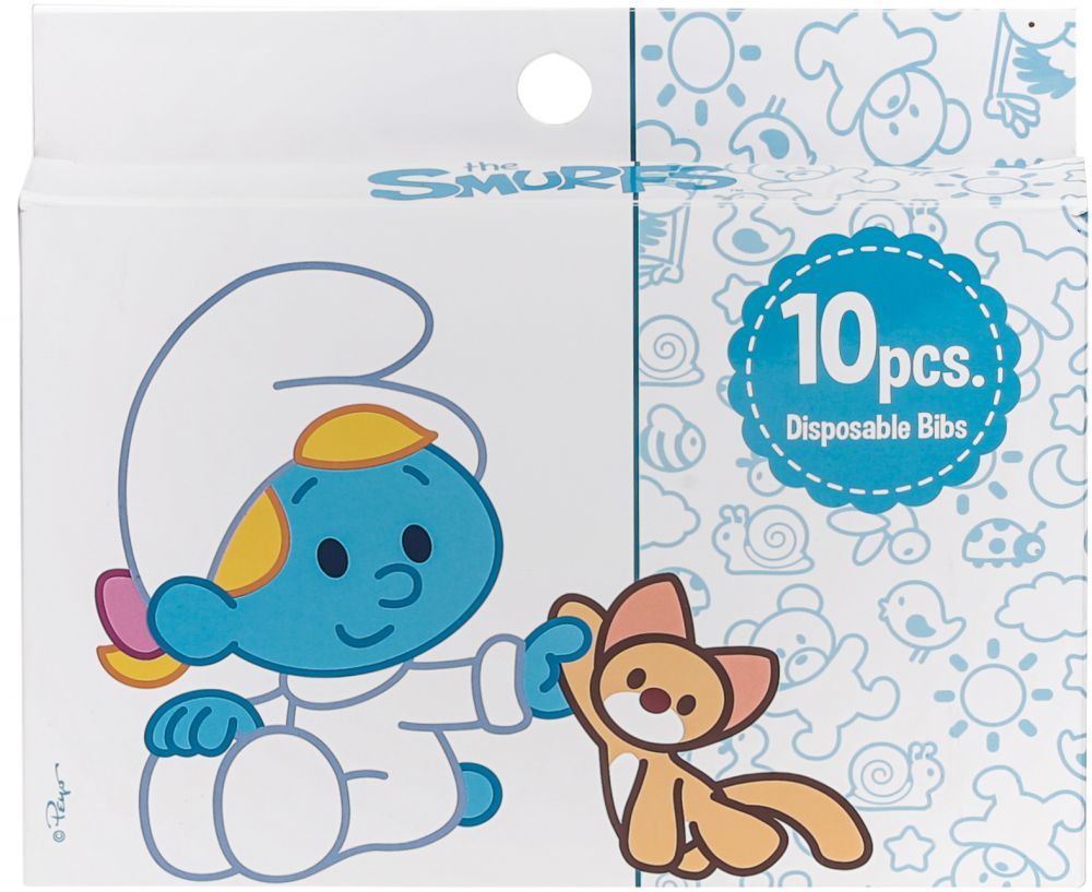 Smurf - Box of 10 Disposable Bibs - Buy 1 Get 1 Free