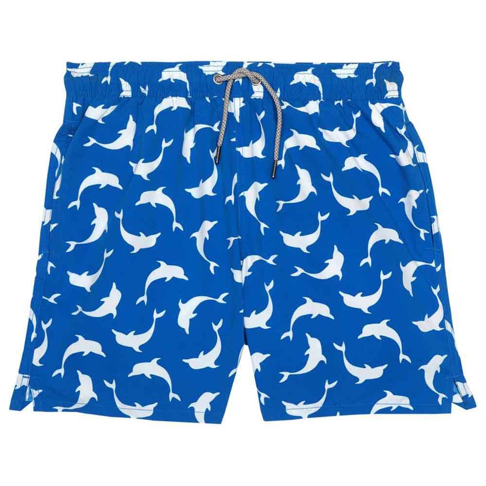 Turquoise - Boys Dolphins Swim Shorts - Blue