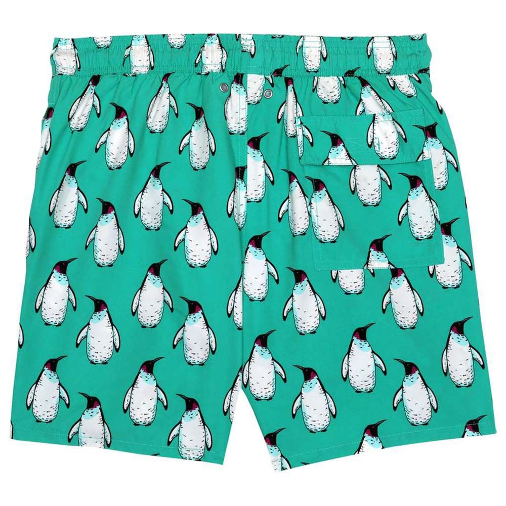 Turquoise - Boys Penguins Swim Shorts - Blue