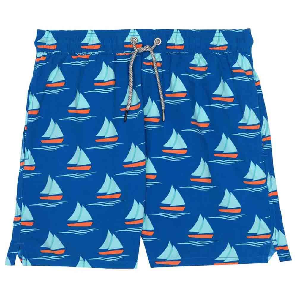 Turquoise - Boys Ships Swim Shorts - Blue