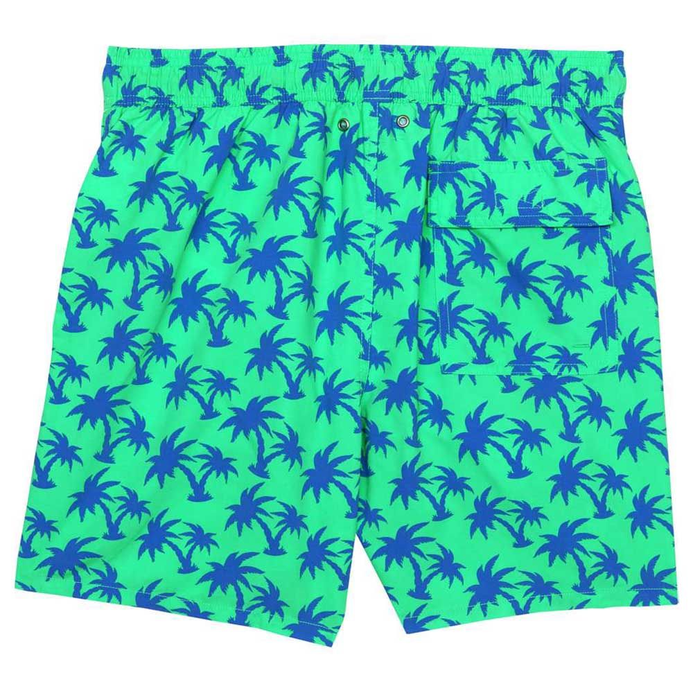 Turquoise - Boys Tropical Trees Swim Shorts - Green