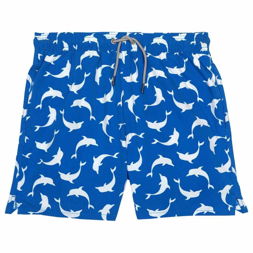 Turquoise - Men Dolphins Swim Shorts - Blue