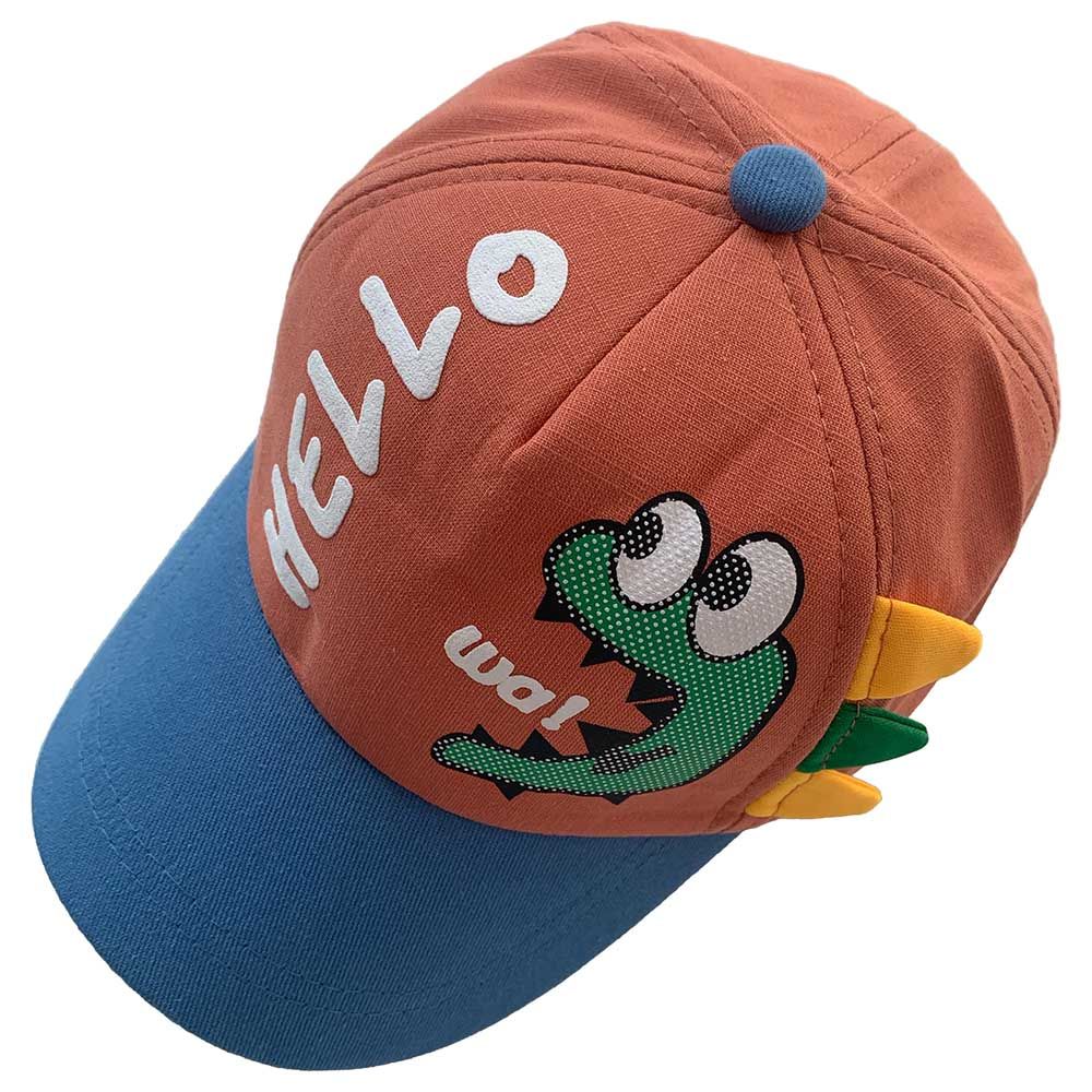 The Girl Cap - Kids Cap - Hello Dinosaur Orange