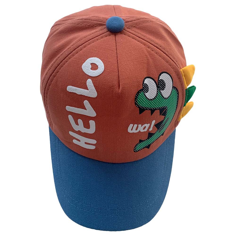 The Girl Cap - Kids Cap - Hello Dinosaur Orange