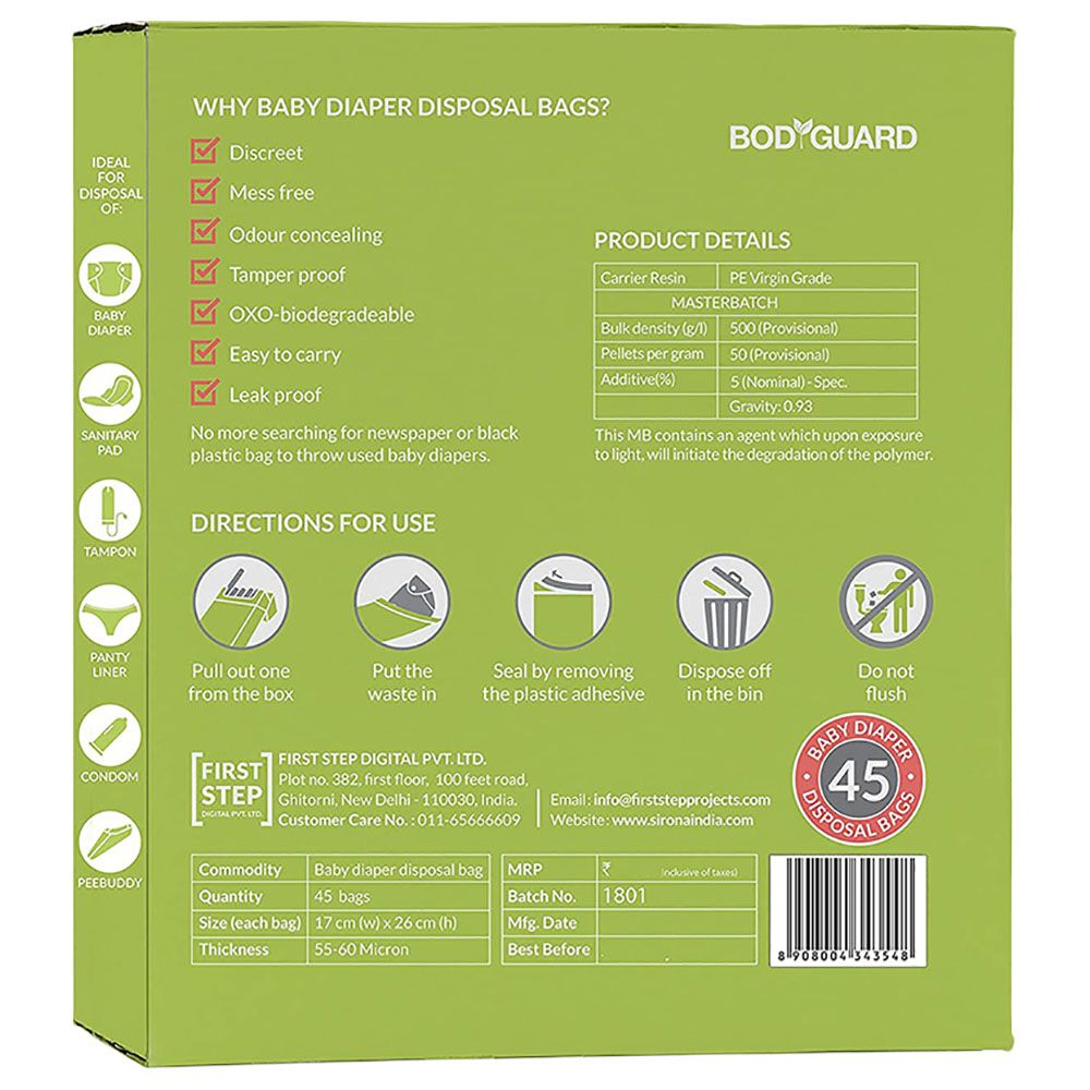 Bodyguard - Baby Diapers Disposal Bags - 45 pcs