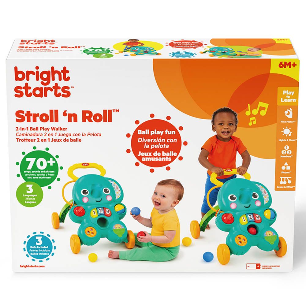 Bright Starts - 2-in-1 Stroll N Roll Ball Play Walker