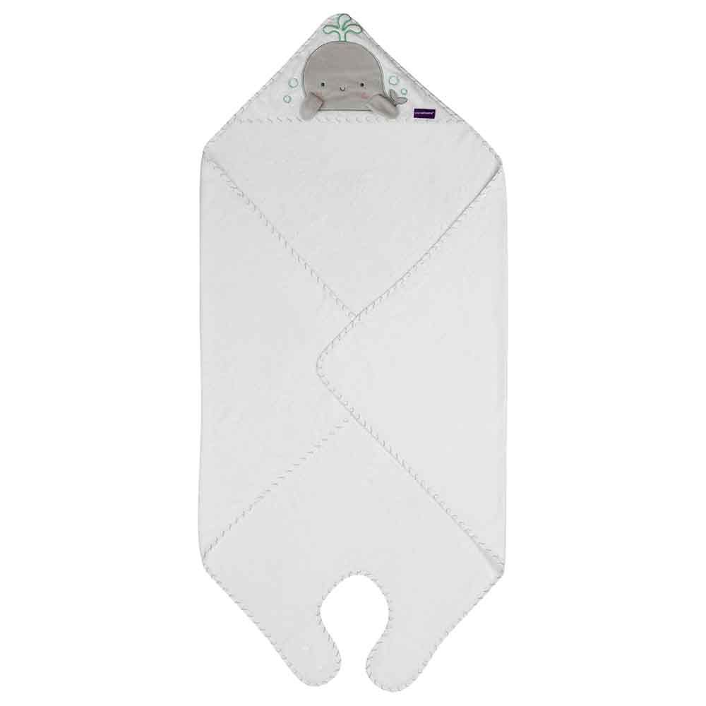 Clevamama - Bamboo Apron Baby Bath Towel - White/Grey 