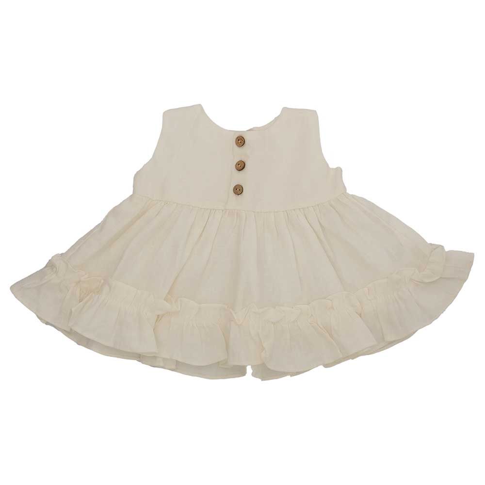 Kyara - 2Pc-Set - Pure Linen Dress & Bloomer - White