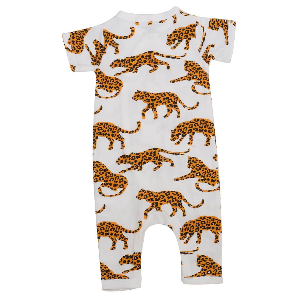 Kyara - Organic Cotton Arabian Leopard Print Romper - White