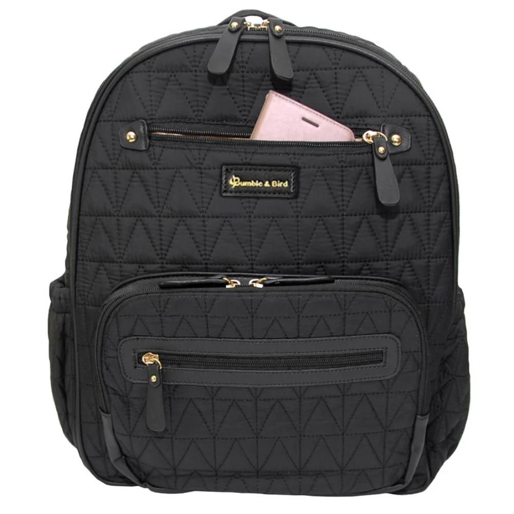 Bumble & Bird - Nylon Diaper Backpack Set - 4pcs - Black