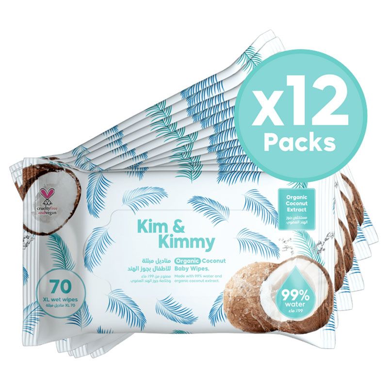 Kim & Kimmy - Coconut Wipes - 840 pcs - Pack of 12