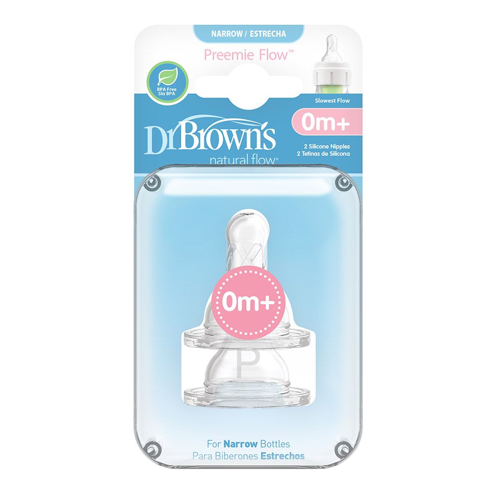 Dr. Brown's - Preemie Flow Silicone Narrow Options+ Nipple - Pack of 2