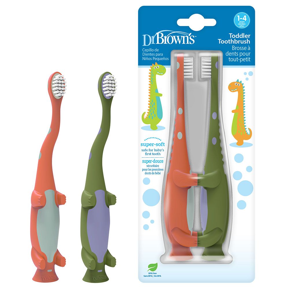 Dr. Brown's - Toddler Toothbrush - Dinosaur - Pack of 2