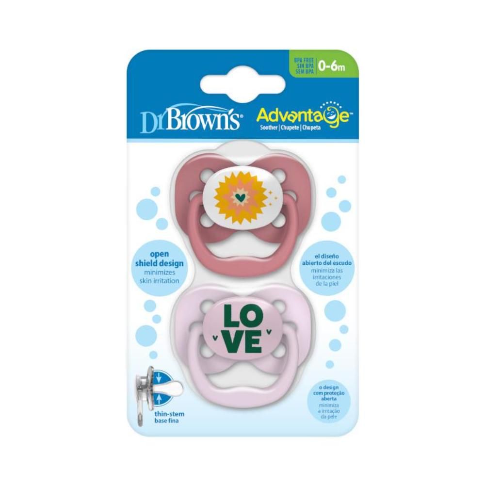 Dr. Brown's - Stage 1 Advantage Pacifier Stars 2pcs - Pink