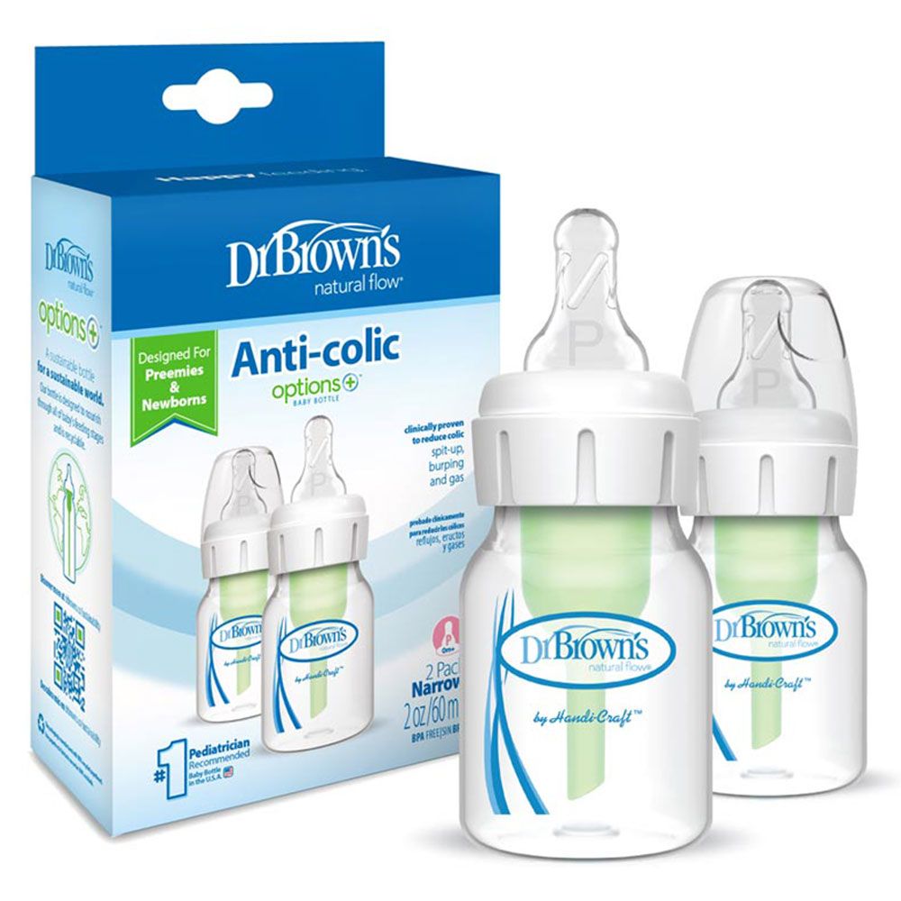 Dr. Brown's - Natural Flow Baby Bottle 2oz with 2pk Preemie Nipples