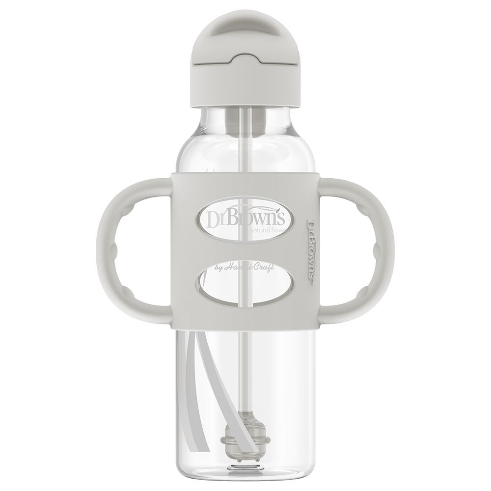 Dr. Brown's - Sippy Straw Bottle w/ Silicone Handles 250ml - Grey