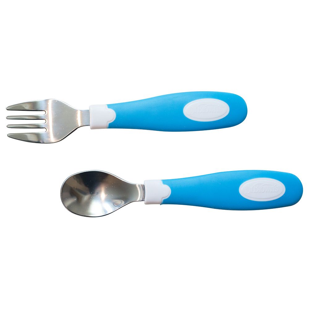 Dr. Brown's - Soft Grip Spoon & Fork Set - Blue