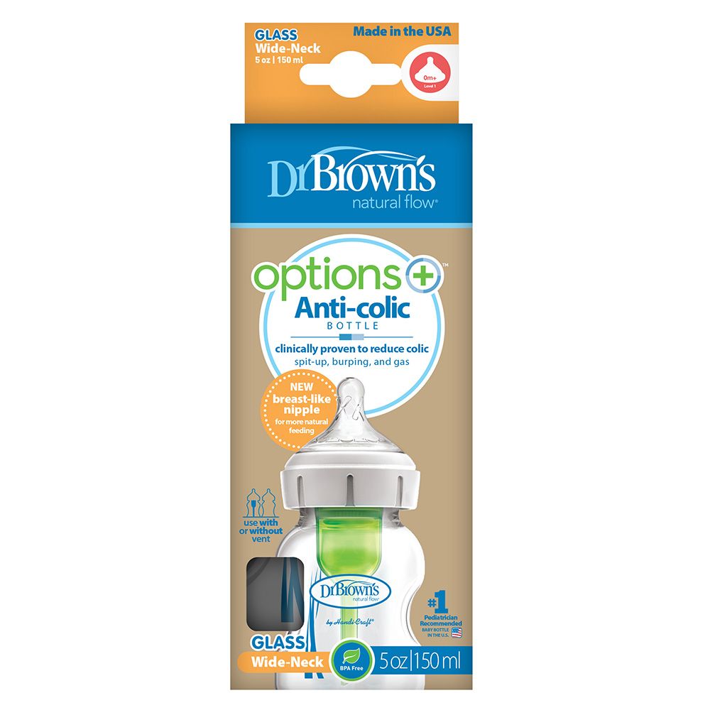 Dr. Brown's - Glass Wide-Neck Options+ Bottle - 150ml