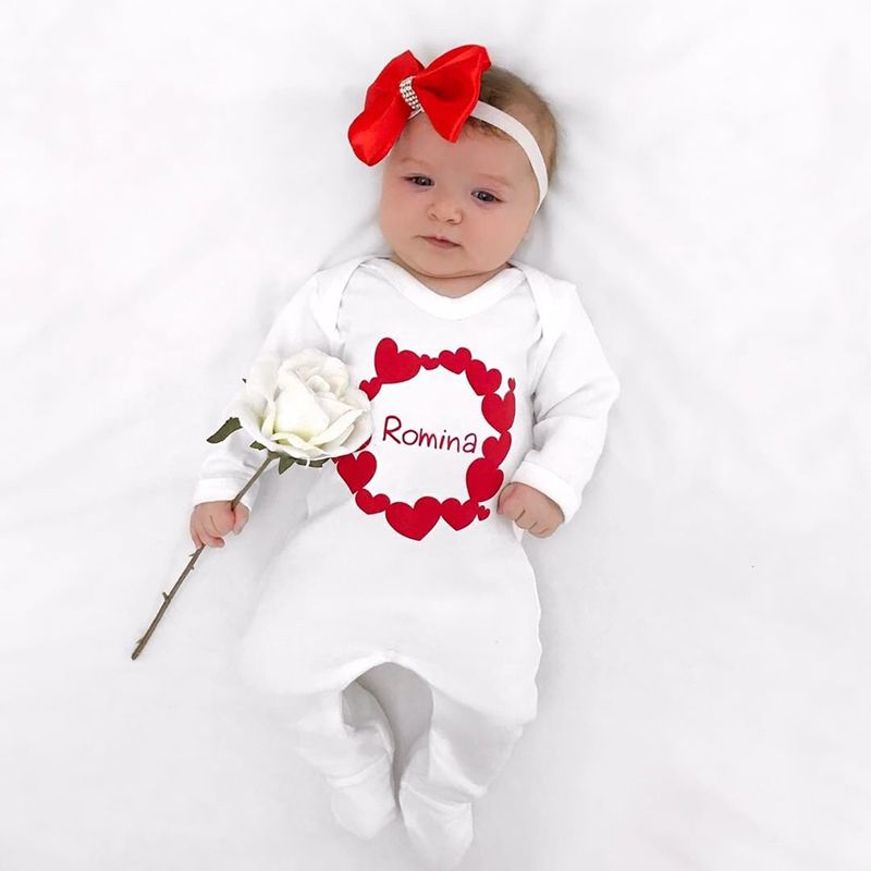 Mini Plum - Personalised Love Sleepsuit - White