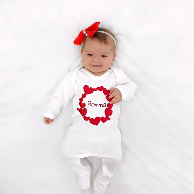 Mini Plum - Personalised Love Sleepsuit - White