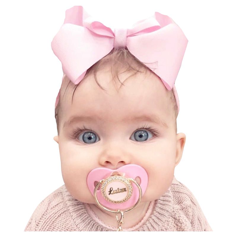 Mini Plum - Personalised Pacifier With Chain - Pink