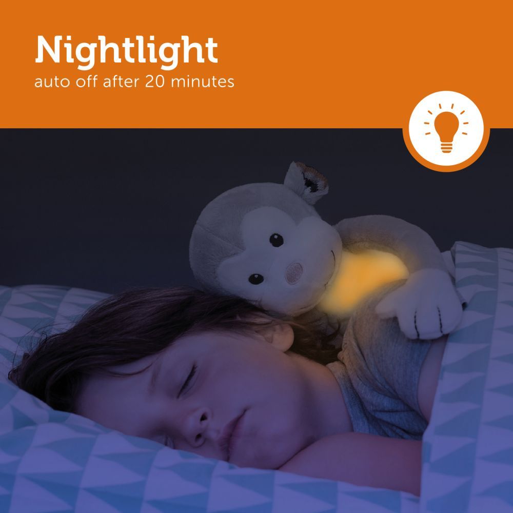 ZAZU - Max the Monkey Soft Toy Nightlight - Grey